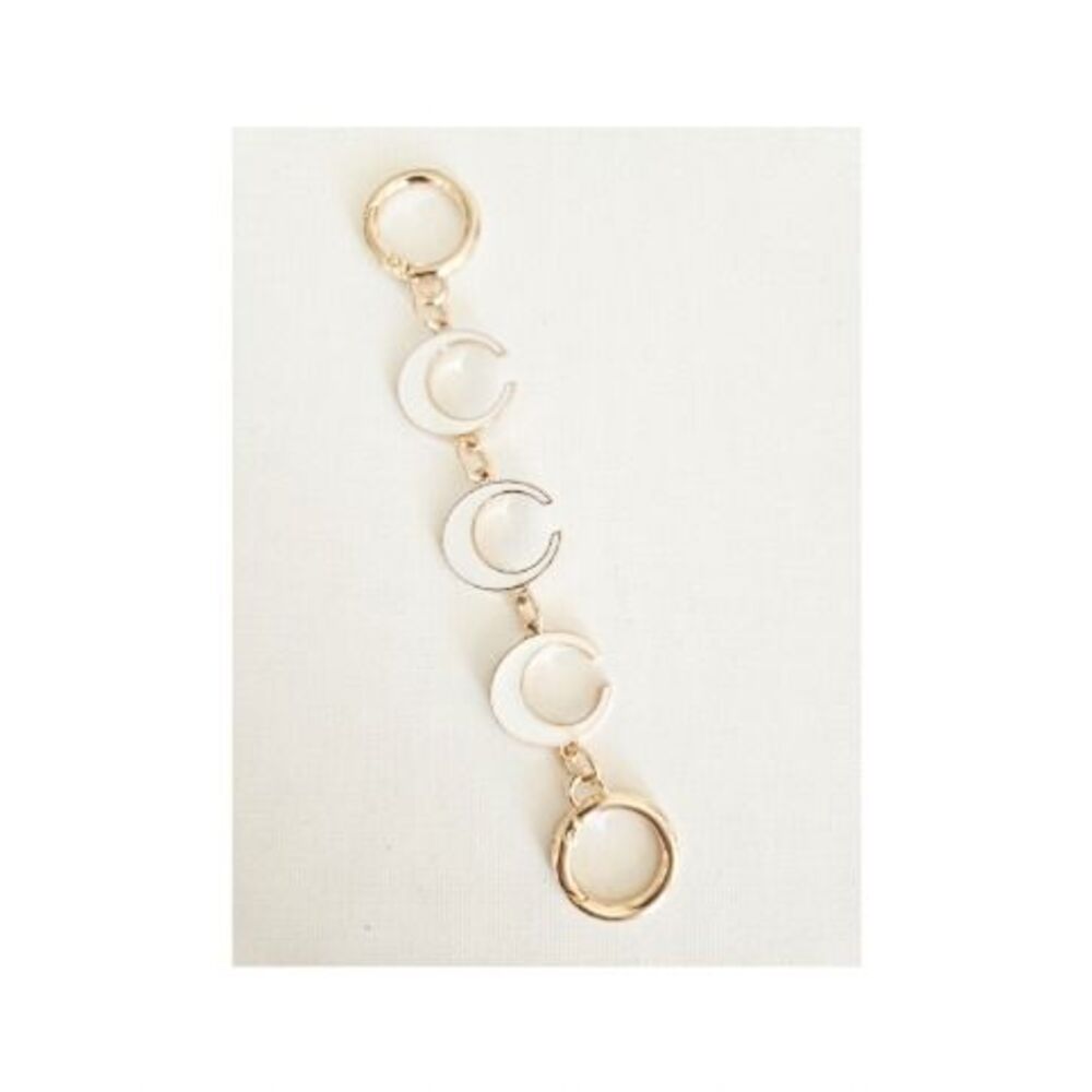 Handbag Purse Chain Handle Strap Crossbody Extender "C' - Gold Tone/White